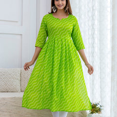 NairaCut Leharia Bandhej Print with cotton Kurta