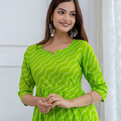 NairaCut Leharia Bandhej Print with cotton Kurta