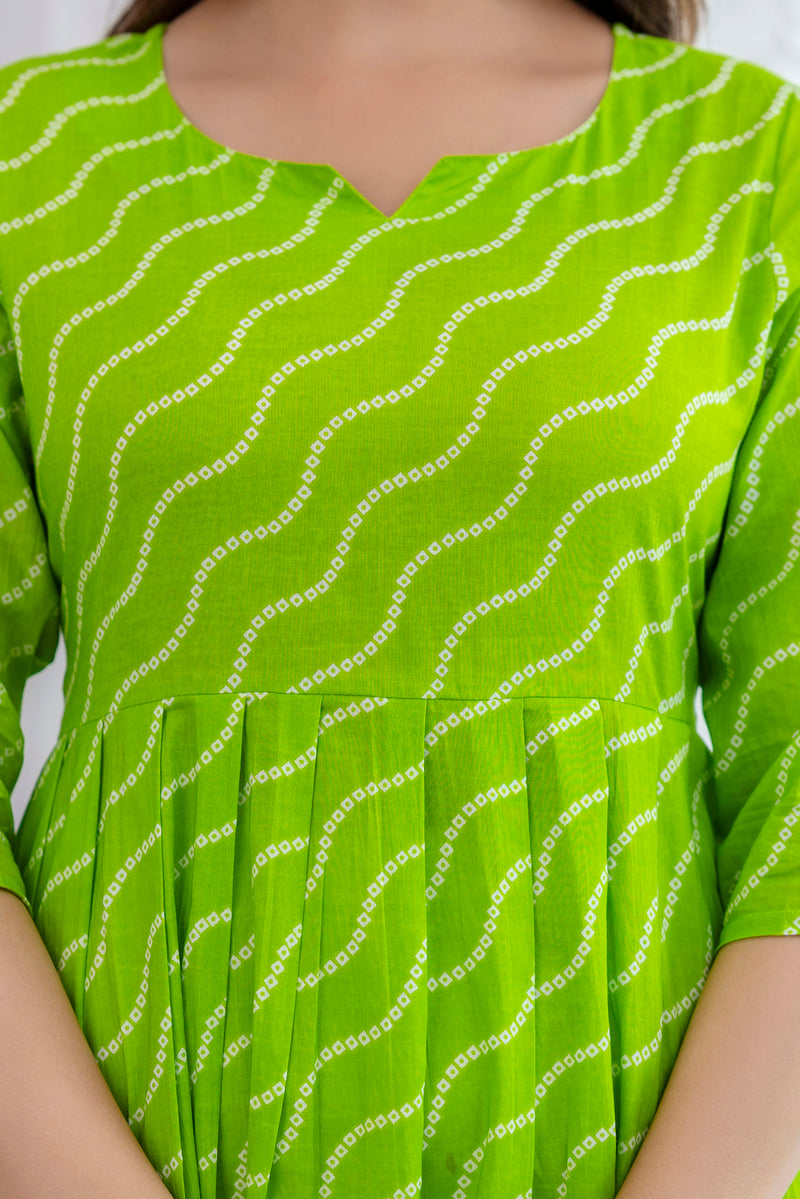 NairaCut Leharia Bandhej Print with cotton Kurta