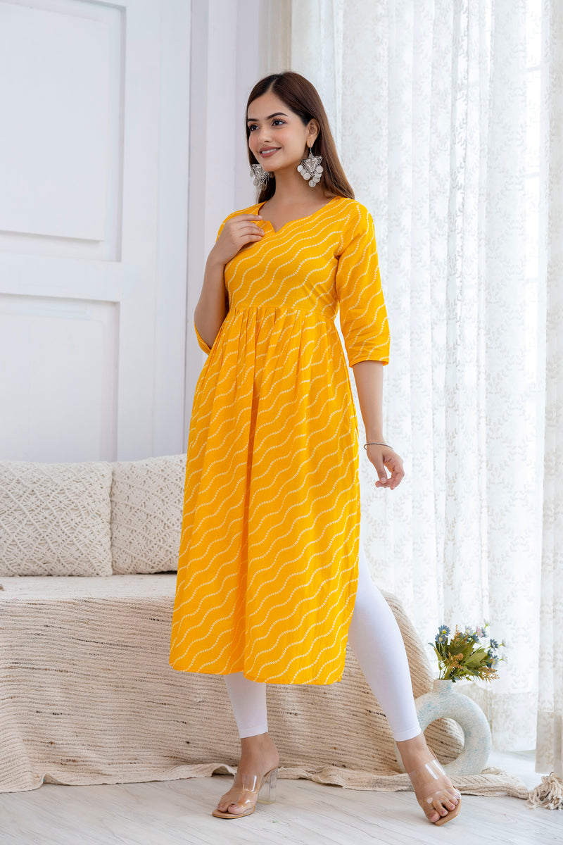 NairaCut Leharia Bandhej Print with cotton Kurta