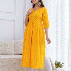 NairaCut Leharia Bandhej Print with cotton Kurta