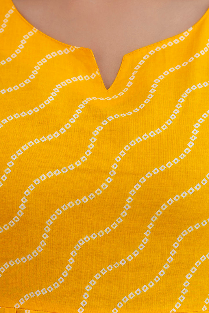 NairaCut Leharia Bandhej Print with cotton Kurta