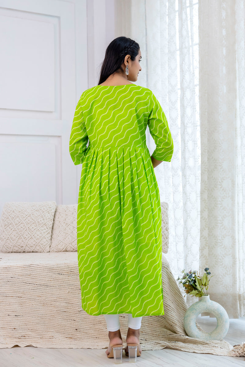 NairaCut Leharia Bandhej Print with cotton Kurta