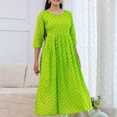 NairaCut Leharia Bandhej Print with cotton Kurta