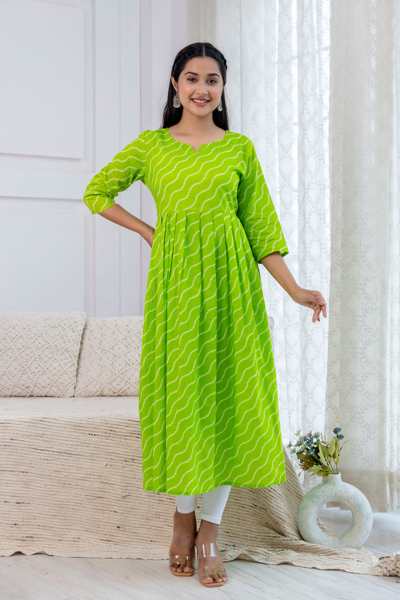 NairaCut Leharia Bandhej Print with cotton Kurta