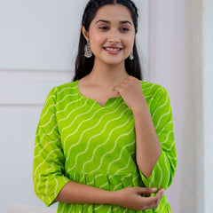 NairaCut Leharia Bandhej Print with cotton Kurta