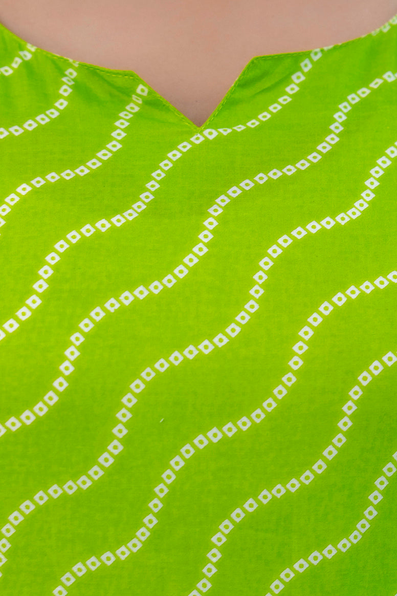 NairaCut Leharia Bandhej Print with cotton Kurta