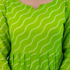 NairaCut Leharia Bandhej Print with cotton Kurta