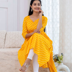 NairaCut Leharia Bandhej Print with cotton Kurta