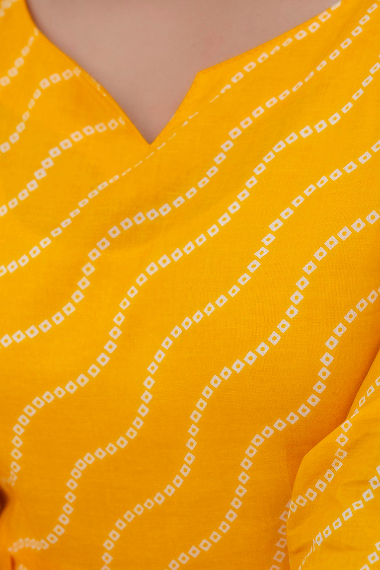 NairaCut Leharia Bandhej Print with cotton Kurta