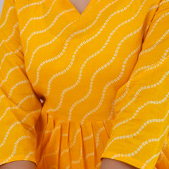 NairaCut Leharia Bandhej Print with cotton Kurta