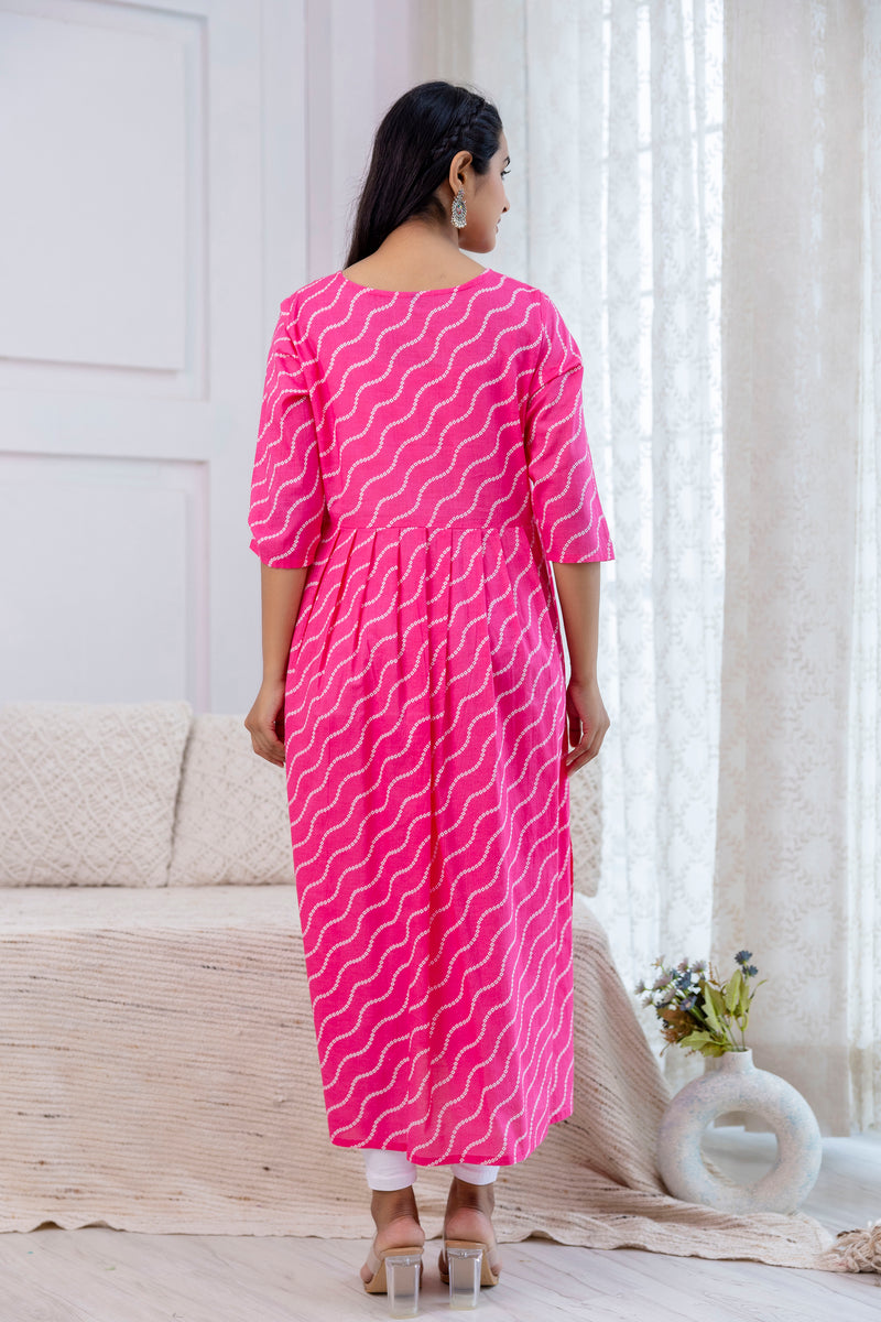 NairaCut Leharia Bandhej Print with cotton Kurta
