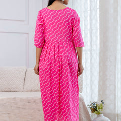 NairaCut Leharia Bandhej Print with cotton Kurta