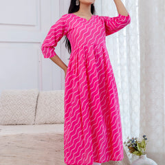 NairaCut Leharia Bandhej Print with cotton Kurta