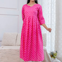 NairaCut Leharia Bandhej Print with cotton Kurta
