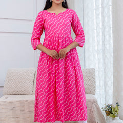 NairaCut Leharia Bandhej Print with cotton Kurta