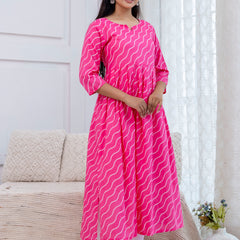 NairaCut Leharia Bandhej Print with cotton Kurta