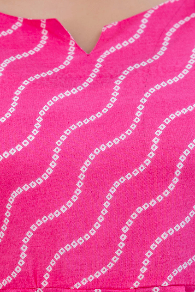 NairaCut Leharia Bandhej Print with cotton Kurta