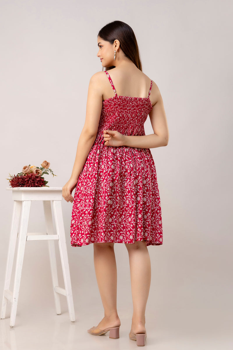 Maroon Short Dress  For Women
