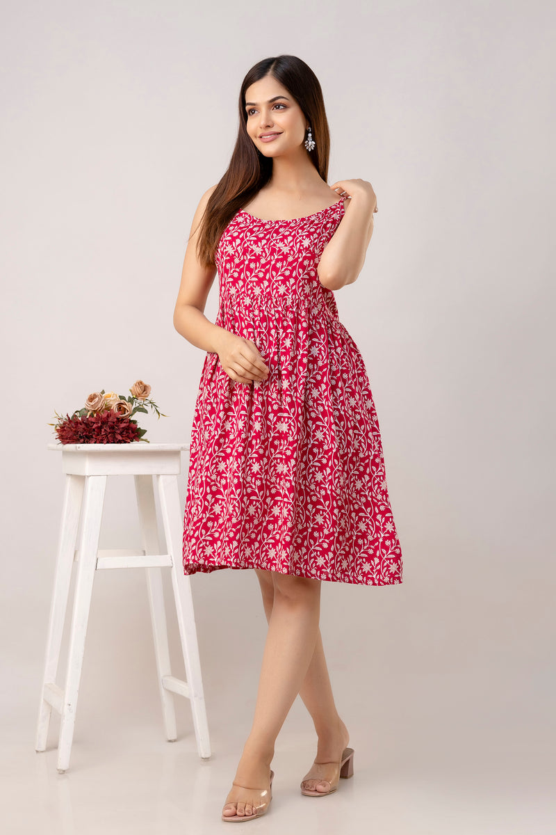Maroon Short Dress  For Women
