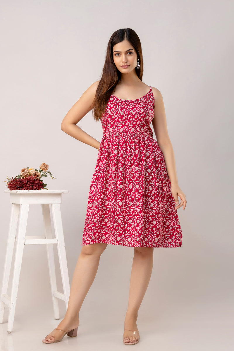Maroon Short Dress  For Women
