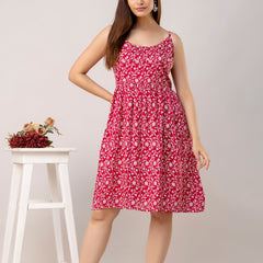 Maroon Short Dress  For Women