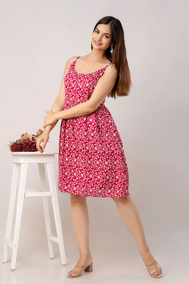 Maroon Short Dress  For Women
