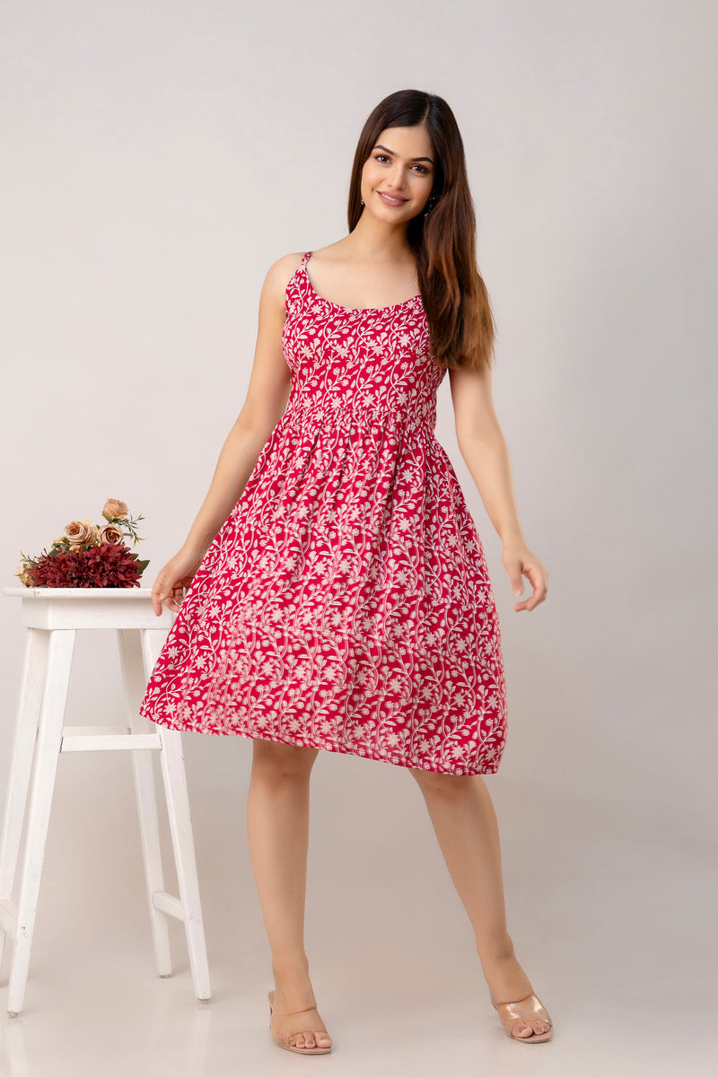 Maroon Short Dress  For Women