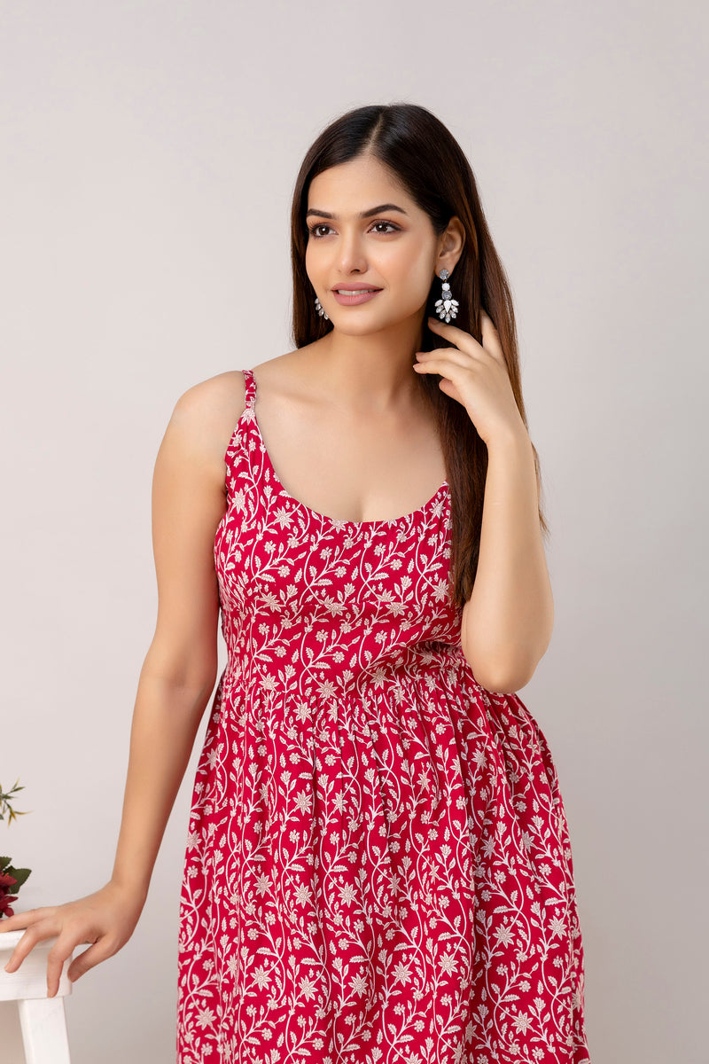 Maroon Short Dress  For Women
