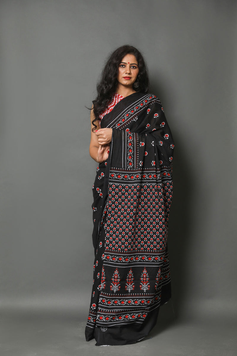 Elegant Hand Block Printed Cotton Saree