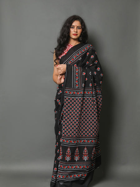 Elegant Hand Block Printed Cotton Saree