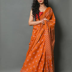 Elegant Hand Block Printed Cotton Saree