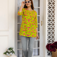 Women Printed Reyon Straight Kurti