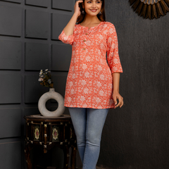 Women Printed Reyon Straight Kurti