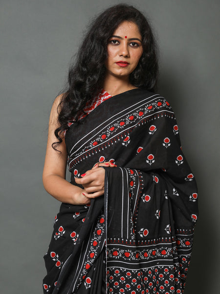 Elegant Hand Block Printed Cotton Saree