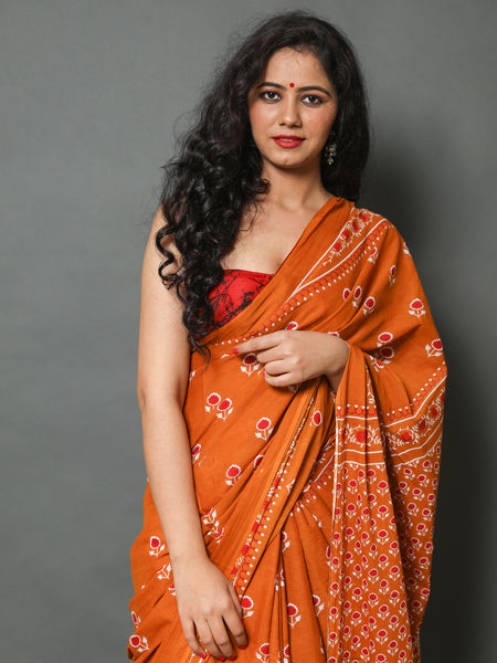 Elegant Hand Block Printed Cotton Saree