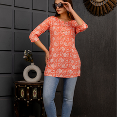 Women Printed Reyon Straight Kurti