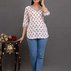 Women Printed Reyon Straight Kurti
