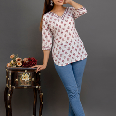 Women Printed Reyon Straight Kurti