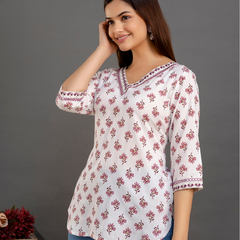 Women Printed Reyon Straight Kurti
