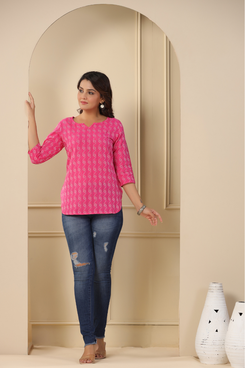 Women Printed Pure Cotton Straight Kurti