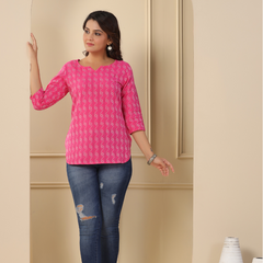 Women Printed Pure Cotton Straight Kurti