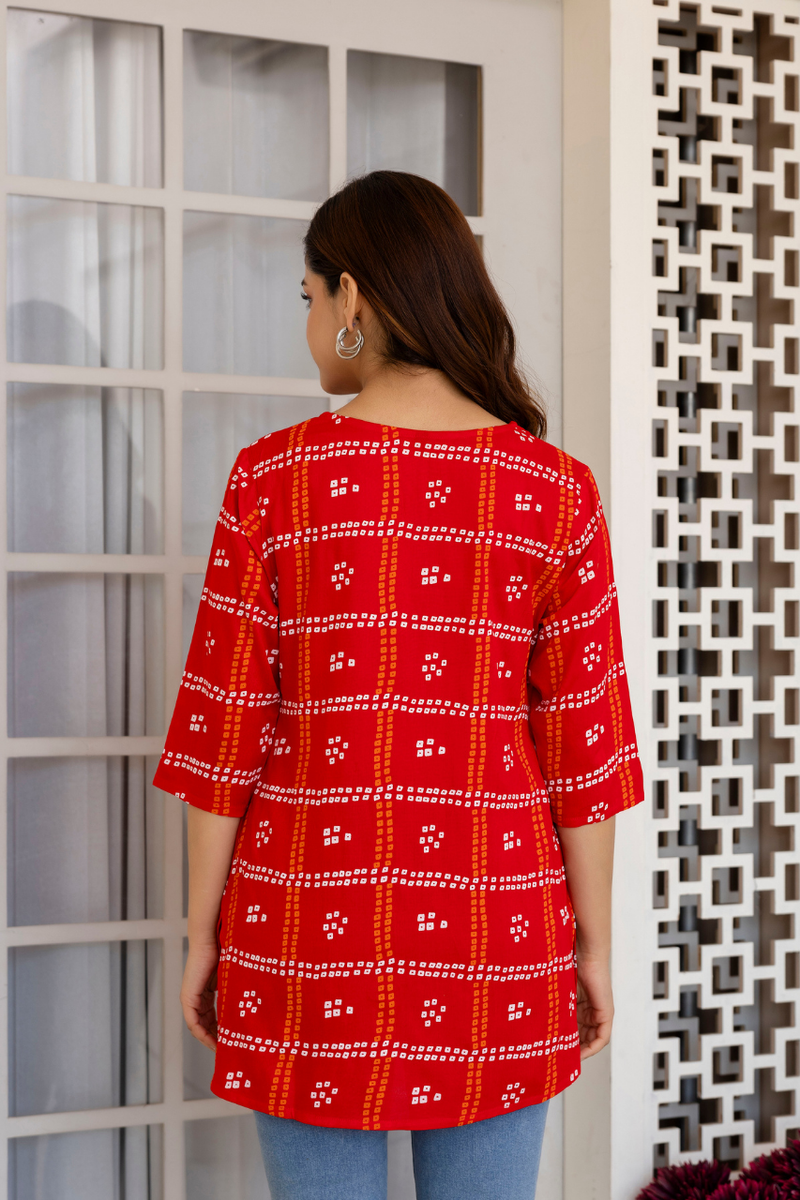 Women Printed Reyon Straight Kurti
