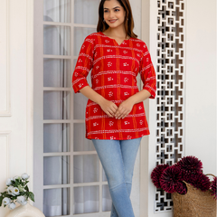 Women Printed Reyon Straight Kurti