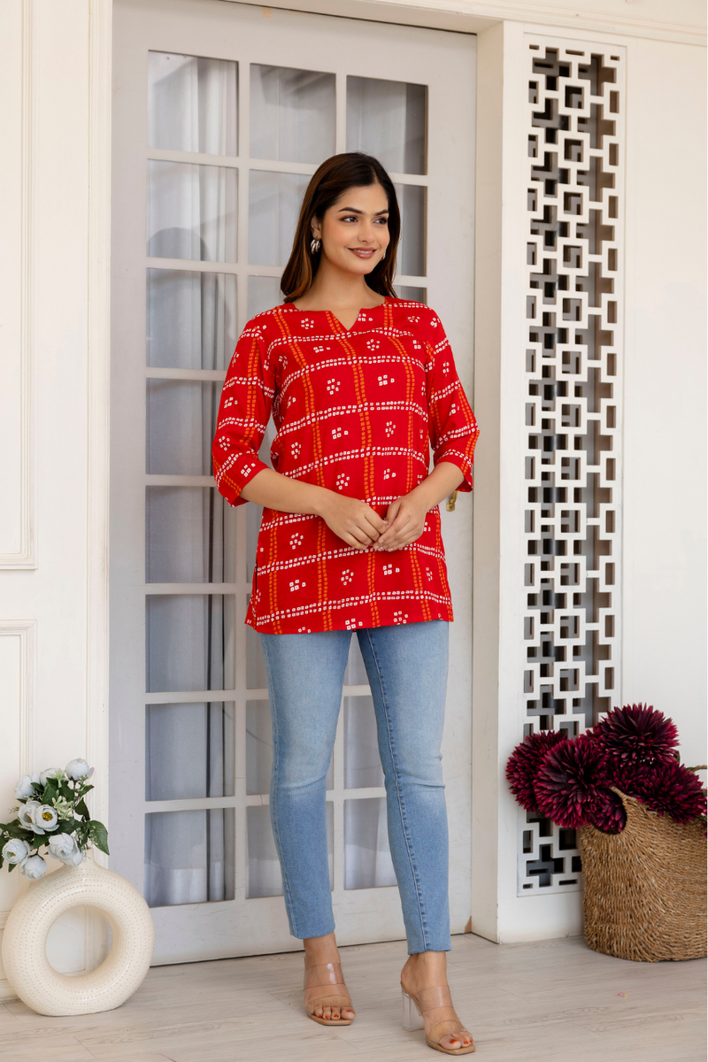 Women Printed Reyon Straight Kurti