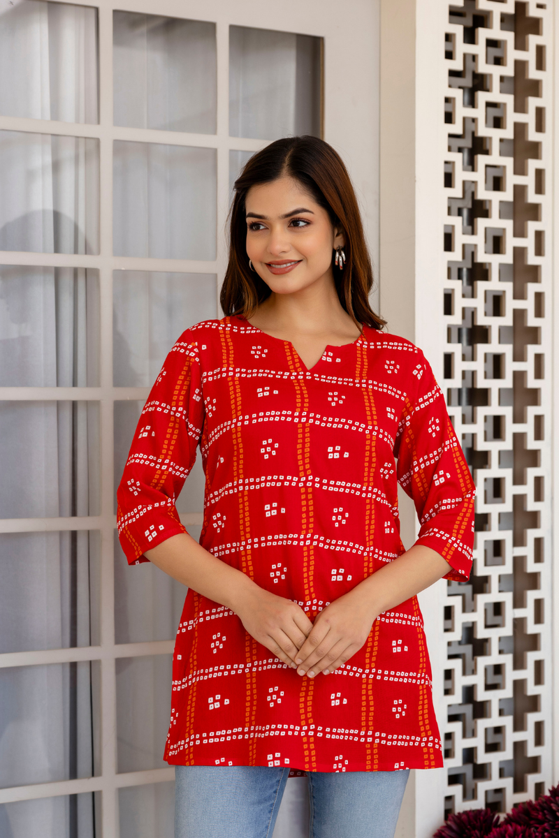 Women Printed Reyon Straight Kurti