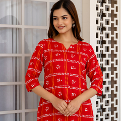 Women Printed Reyon Straight Kurti