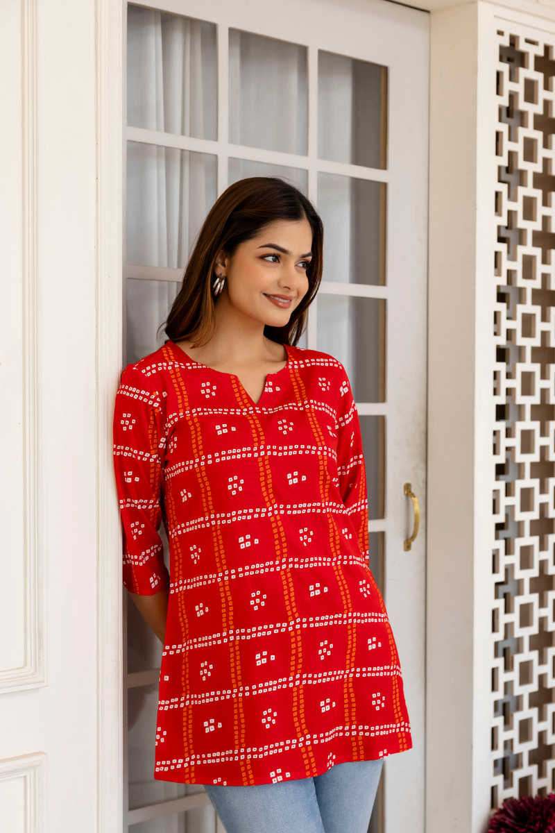 Women Printed Reyon Straight Kurti