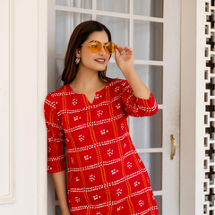 Women Printed Reyon Straight Kurti