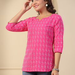 Women Printed Pure Cotton Straight Kurti